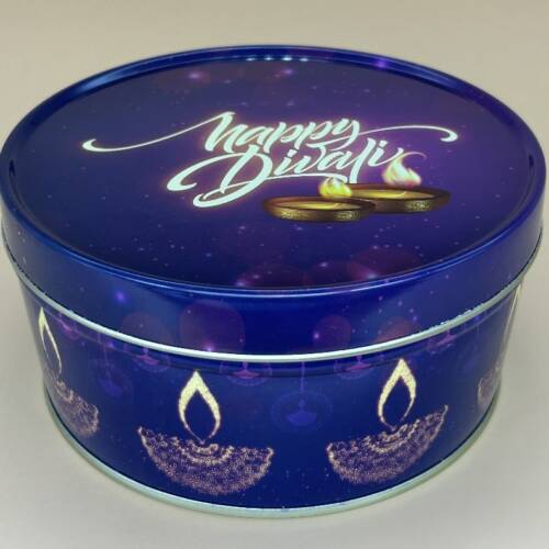 Baker's Cutlery®Nevi blue Metallic Round Dream Cake Tin 5.5 x 3 Inch Stainless steel | Plum Cake Tin | Gift Box For Special Occasion Pack of 1 ( For diwali )