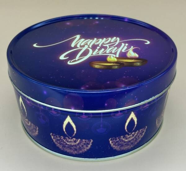 Baker's Cutlery®Nevi blue Metallic Round Dream Cake Tin 5.5 x 3 Inch Stainless steel | Plum Cake Tin | Gift Box For Special Occasion Pack of 1 ( For diwali )