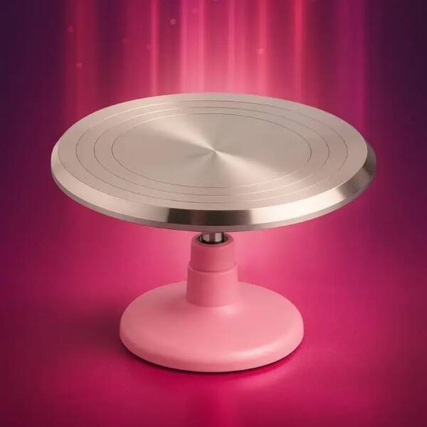 Baker's Cutlery® Cake Decorating Turntable, 30.5 cm Steel 360-degree Rotating Stand with Detachable Cyan Base, Height Adjustable, Non-Stick Surface (in random colour ) 