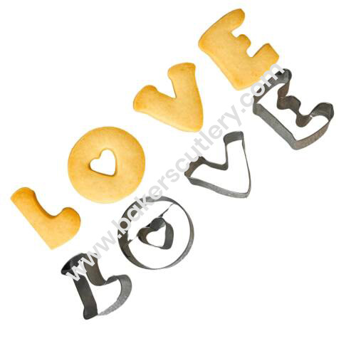 Baker's Cutlery® Love Cookie Cutter Set – Stainless Steel Alphabet Biscuit Molds for Baking, Valentine’s Day, Wedding & DIY Crafts – Reusable & Food Safe