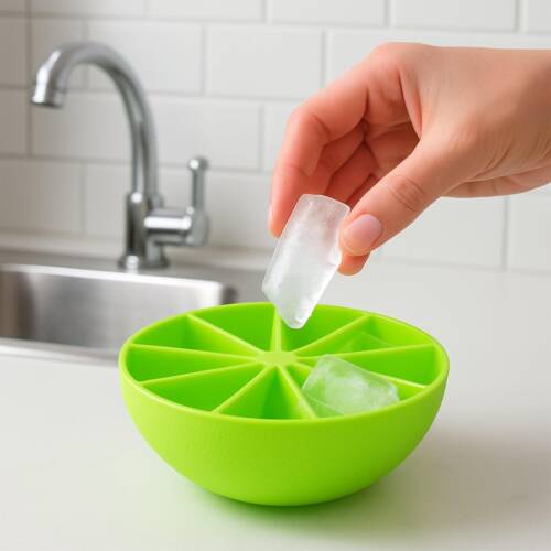 Baker's Cutlery® Lemon Shape Flexible Silicone Ice Cube Tray – 8-Slot Round Ice Mold (1 Pc)