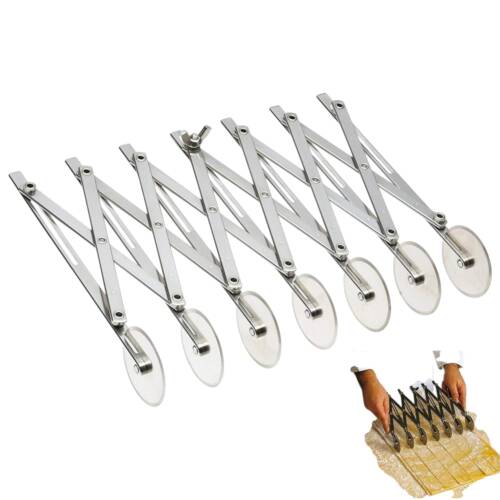Baker's Cutlery® Stainless Steel 7-Wheel expadable Dough Cutter Tool Pasta/Kaju Katli/Pastry Sheets/Samosa Patti Cutter ( Pack of 1 )