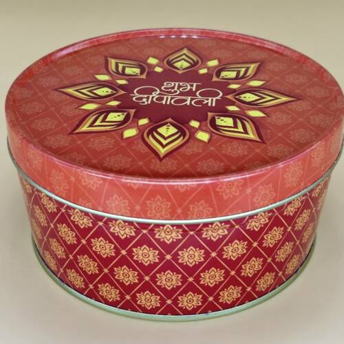 Baker's Cutlery® Orange  Metallic Round Dream Cake Tin 5.5 x 3 Inch Stainless steel | Plum Cake Tin | Gift Box For Special Occasion Pack of 1 ( For diwali ) 