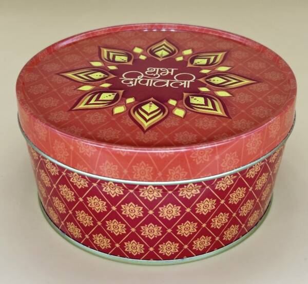 Baker's Cutlery® Orange  Metallic Round Dream Cake Tin 5.5 x 3 Inch Stainless steel | Plum Cake Tin | Gift Box For Special Occasion Pack of 1 ( For diwali ) 