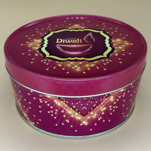 Baker's Cutlery® Dark red Metallic Round Dream Cake Tin 5.5 x 3 Inch Stainless steel | Plum Cake Tin | Gift Box For Special Occasion Pack of 1 ( For diwali )  DW-007