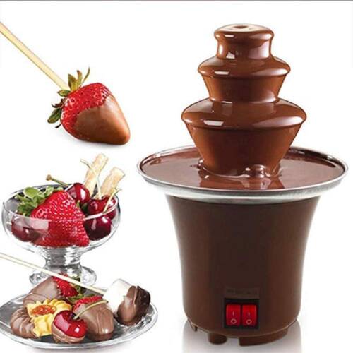Baker's Cutlery® 3-Tier Chocolate Fountain Machine | Electric Stainless Steel Fondue Set with Heat & Motor Controls