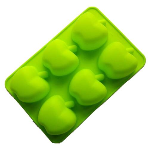 Baker’s Cutlery® 6 Cavity Silicone 3D Apples Muffin Cups Handmade Soap Molds Biscuit Chocolate Dessert Pastry Baking Molds ( in random colour )